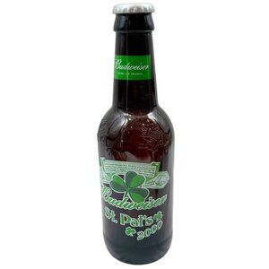 Budweiser St Pat's  2000 Large 14.5" Glass Bottle King of Beers Embossed Empty